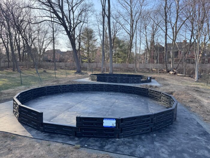 Two 26-foot gaga ball pits with rubber matting at River Crossing YMCA, Doylestown