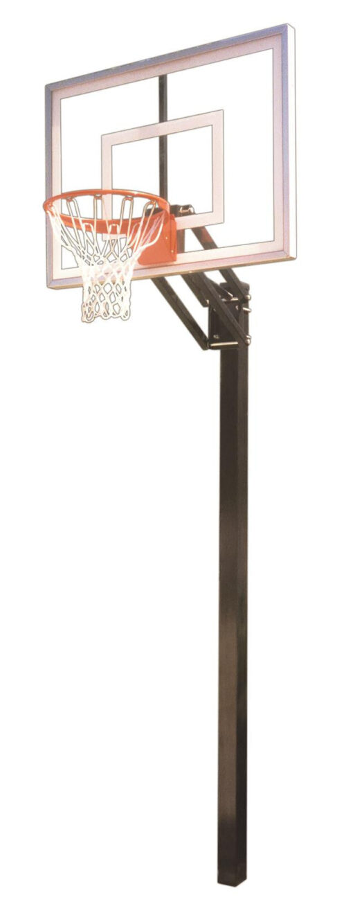 First Team Champ Turbo In Ground Outdoor Adjustable Basketball Hoop 54 inch Tempered Glass