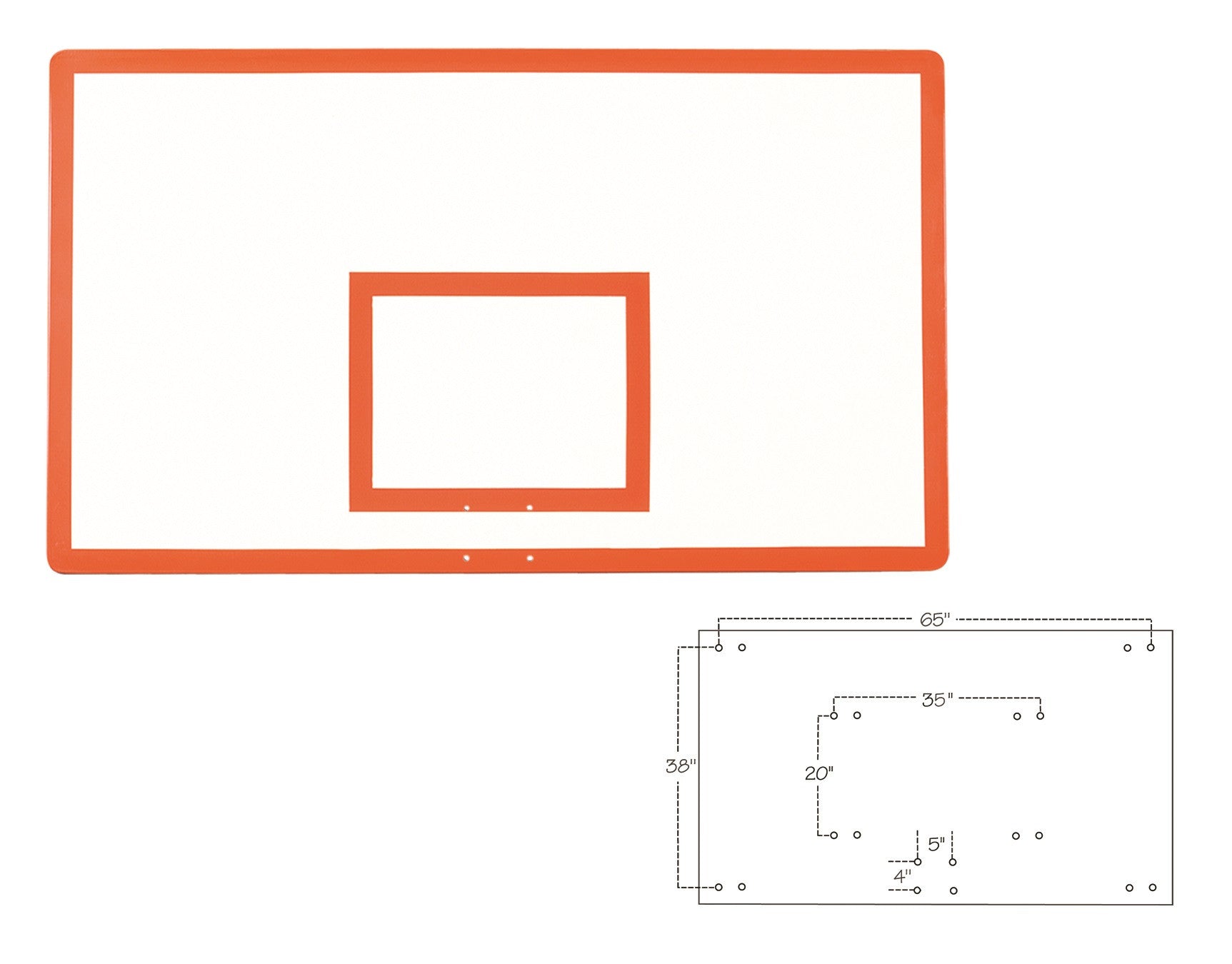 First Team Fiberglass Backboard Rectangular 42 x 72 inch-FT280