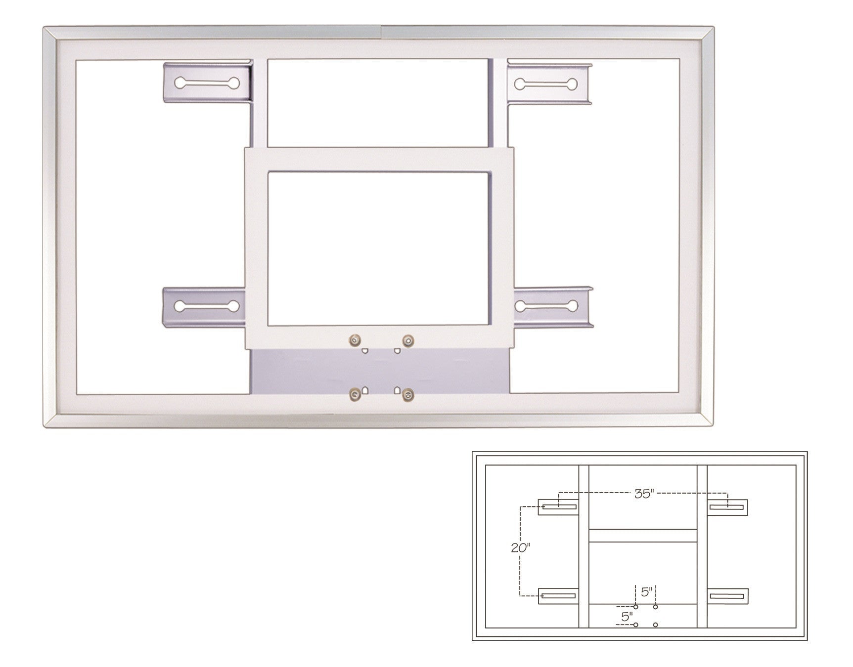 First Team Tempered Glass Response Backboard with H-Frame 36 x 60 inch-FT230H