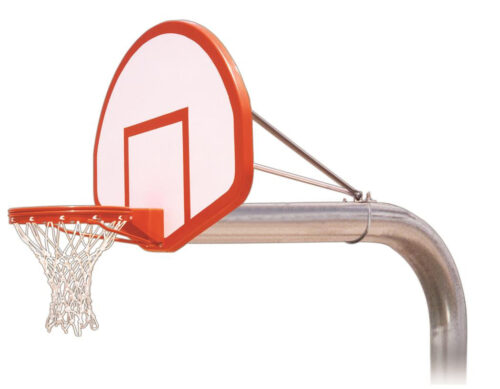 First Team Tyrant Flight In Ground Outdoor Fixed Height Basketball Hoop 54 inch Fan Shaped Fiberglass