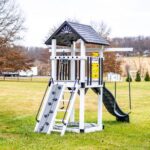 King-Swings-Care-Bear-Castle-Vinyl-Swing-Set-Back-Left