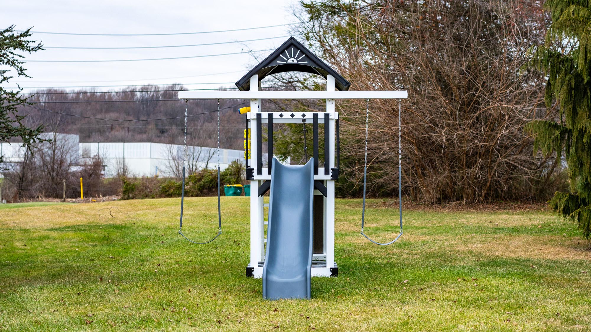 King-Swings-Care-Bear-Castle-Vinyl-Swing-Set-Front