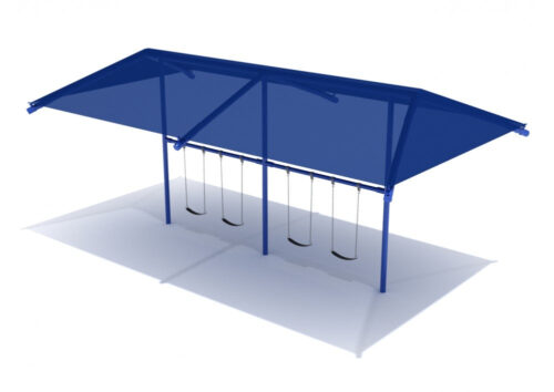 Playground-Equipment-8-Feet-Elite-Single-Post-Swing-With-Shade-2-Bays