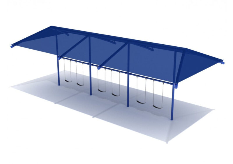 Playground-Equipment-8-Feet-Elite-Single-Post-Swing-With-Shade-3-Bays