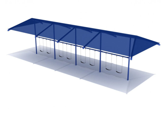 Playground-Equipment-8-Feet-Elite-Single-Post-Swing-With-Shade-4-Bays