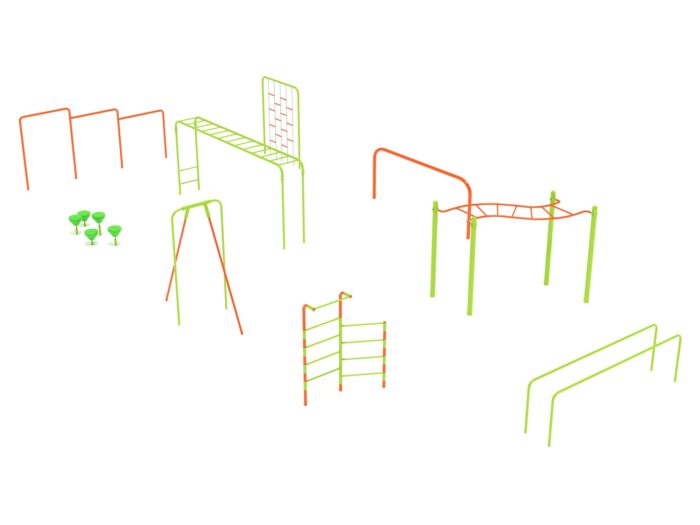 Playground-Equipment-9-Piece-Advanced-Kids-Gym-Course-Front