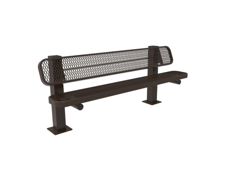 Playground-Equipment-Commercial-Amenities-Diamond-Pattern-Single-Pedestal-Bench-Black-6-Inch-Surface-Mount
