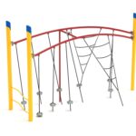 Playground-Equipment-Commercial-Single-Post-Double-Tilted-Lily-Pad-Bridge-With-Net-Attachment