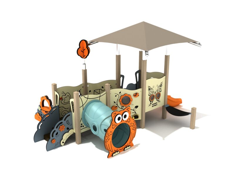 Playground-Equipment-Fuschia-Canopy-Mini-Play-Structure-Iron-Guard-Front