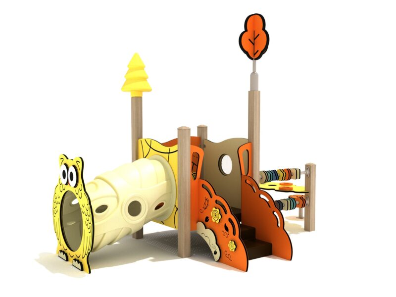 Playground-Equipment-Siberian-Cypress-Canopy-Mini-Play-Structure-Steel-Guard-Front