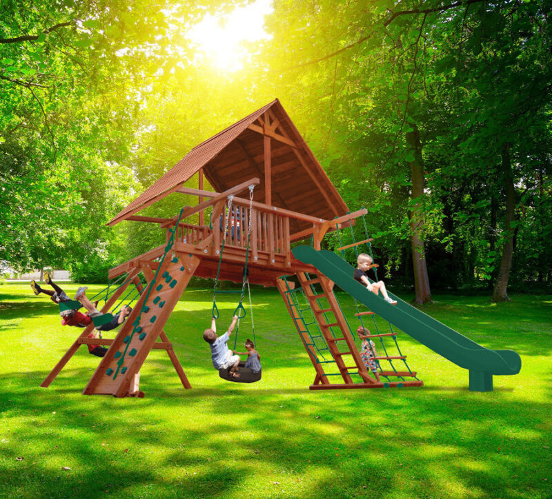 Playground-One-Extreme-Playcenter-w-Wood-Roof-New