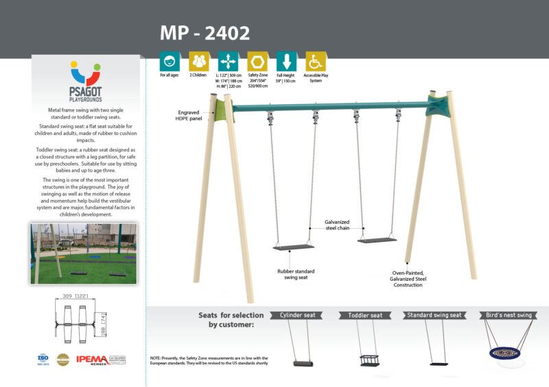 Psagot-Commercial-Playgrounds-Classic-Standard-Swing-2A-Info