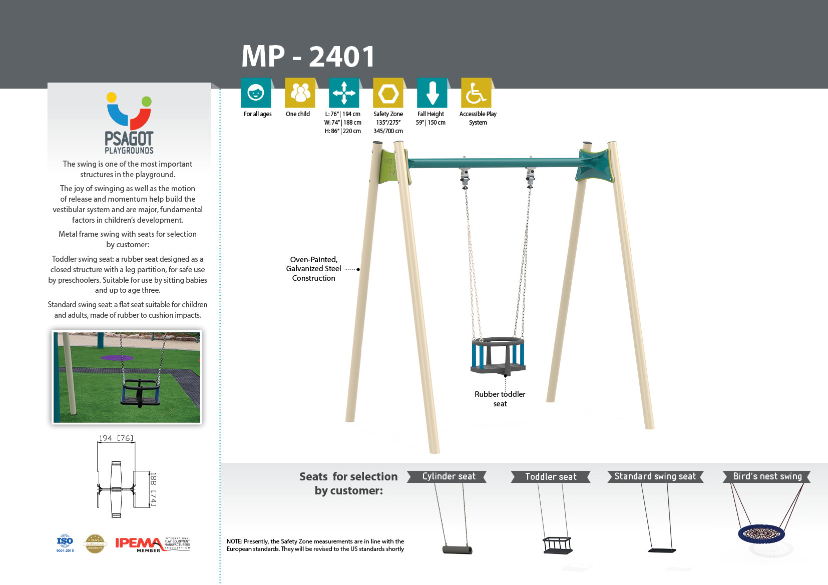 Psagot-Commercial-Playgrounds-Classic-Standard-Swing-Info