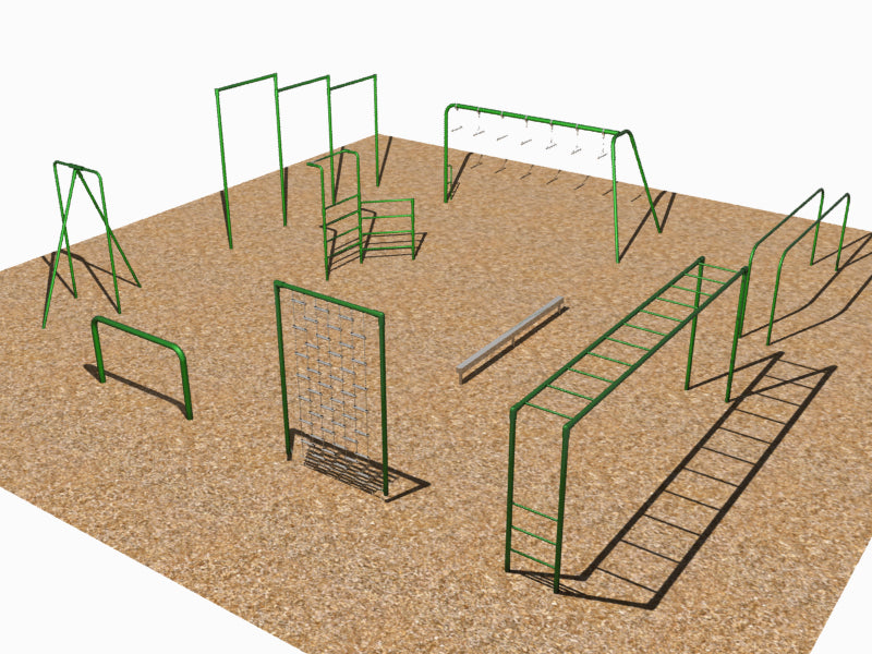 Sports-Play-9-Unit-Fitness-Course-w-Horizontal-Ladder