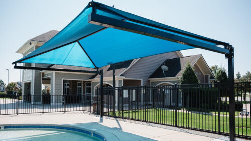Superior Shade 10 feet Entrance Height Bleacher Series Hanging Cantilever Fabric Shade