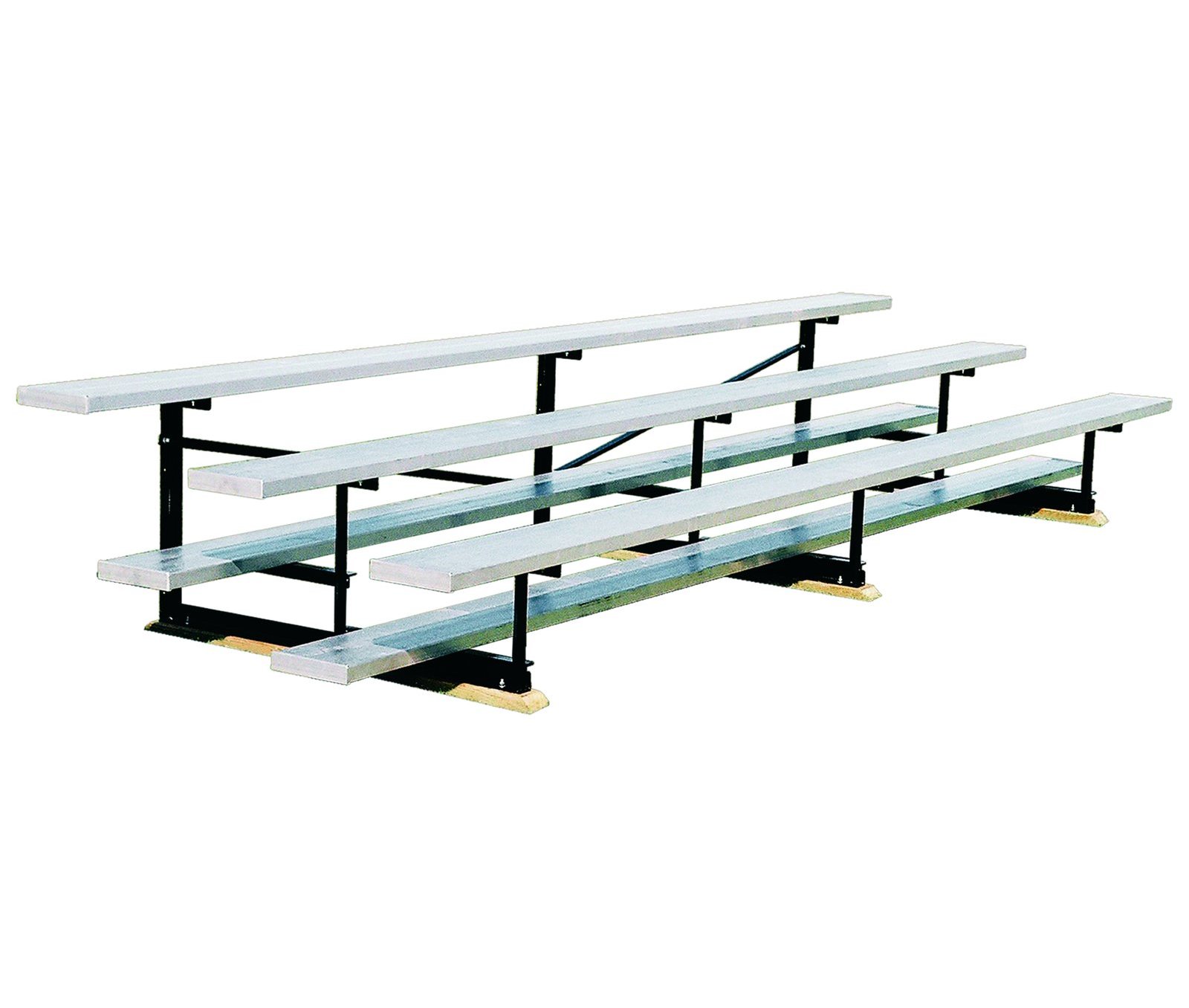 Three sizes of aluminum bleachers