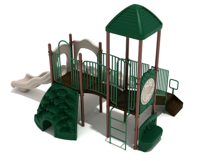 Playground Equipment Gold Canyon play structure in Neutral colors, angle view 1