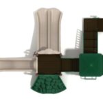 Playground Equipment Gold Canyon play structure in Neutral colors, top-down view