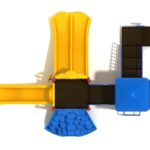 Playground Equipment Gold Canyon play structure in Primary colors, top-down view