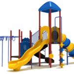 Playground Equipment Mustang Island play structure in Primary colors, angle view 1