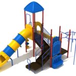 Playground Equipment Mustang Island play structure in Primary colors, angle view 2