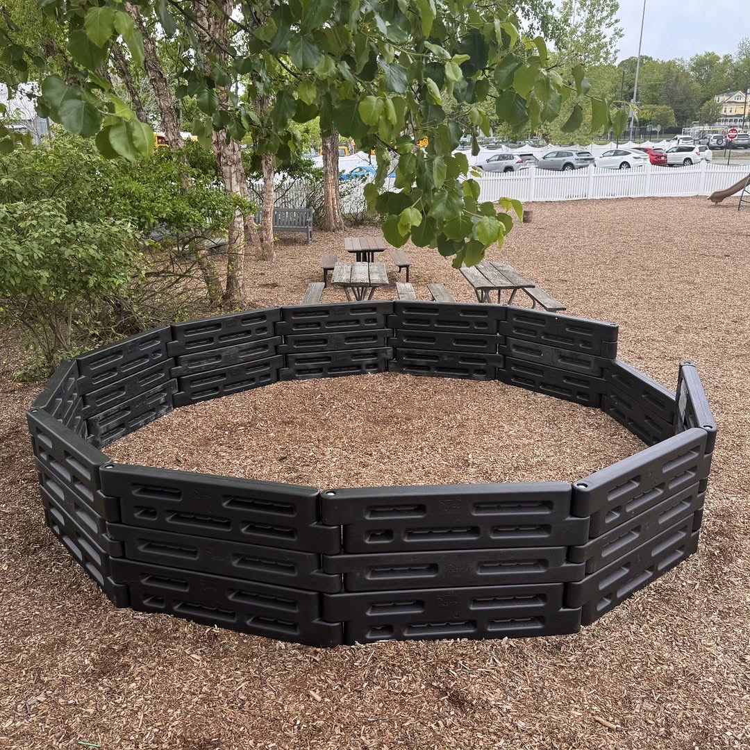 High-wall gaga ball pit with walls three timbers high at The Village School in Waldwick, NJ